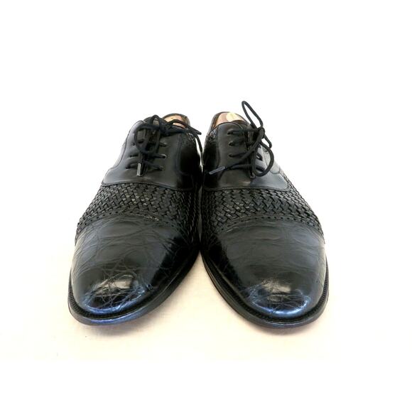 Mezlan Black Leather Crocodile Knitted Oxford Dress Shoes Mens Size 11.5 M Spain main image 7